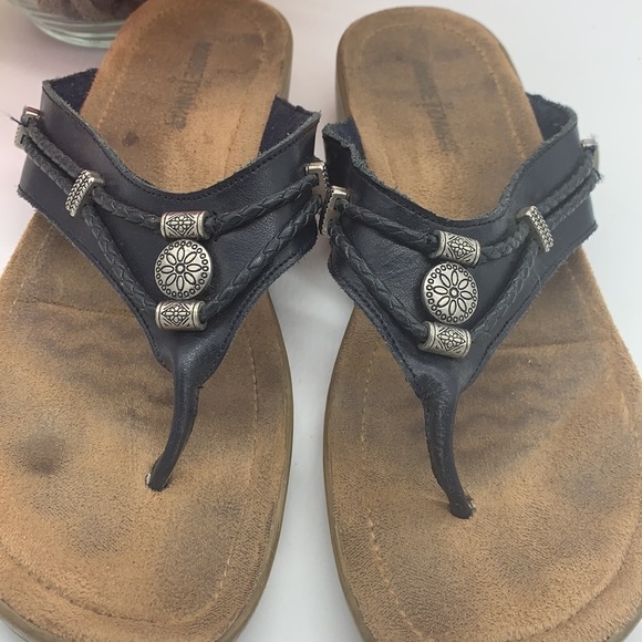 Minnetonka Navy Leather Flip Flop Sandal - Sz 10. FFT0530C - Picture 2 of 7